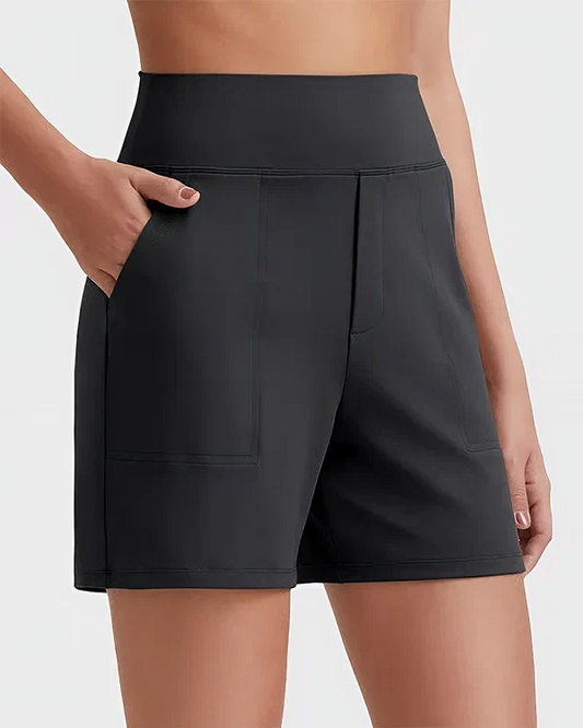 Women's High-Waisted Athletic Bermuda Shorts with Pockets – Running, Yoga, Summer Casual Activewear