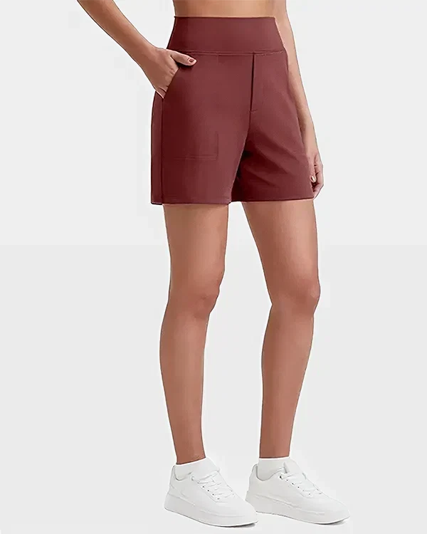 Women's High-Waisted Athletic Bermuda Shorts with Pockets – Running, Yoga, Summer Casual Activewear
