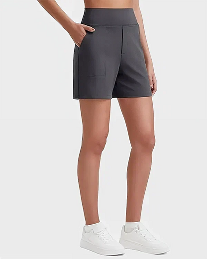 Women's High-Waisted Athletic Bermuda Shorts with Pockets – Running, Yoga, Summer Casual Activewear