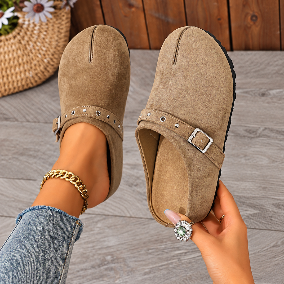 Women’s Classic Buckle Comfort Mules