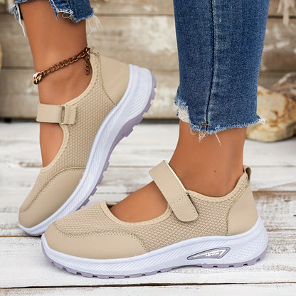 Women's Casual Breathable Mesh Walking Shoes with Adjustable Strap