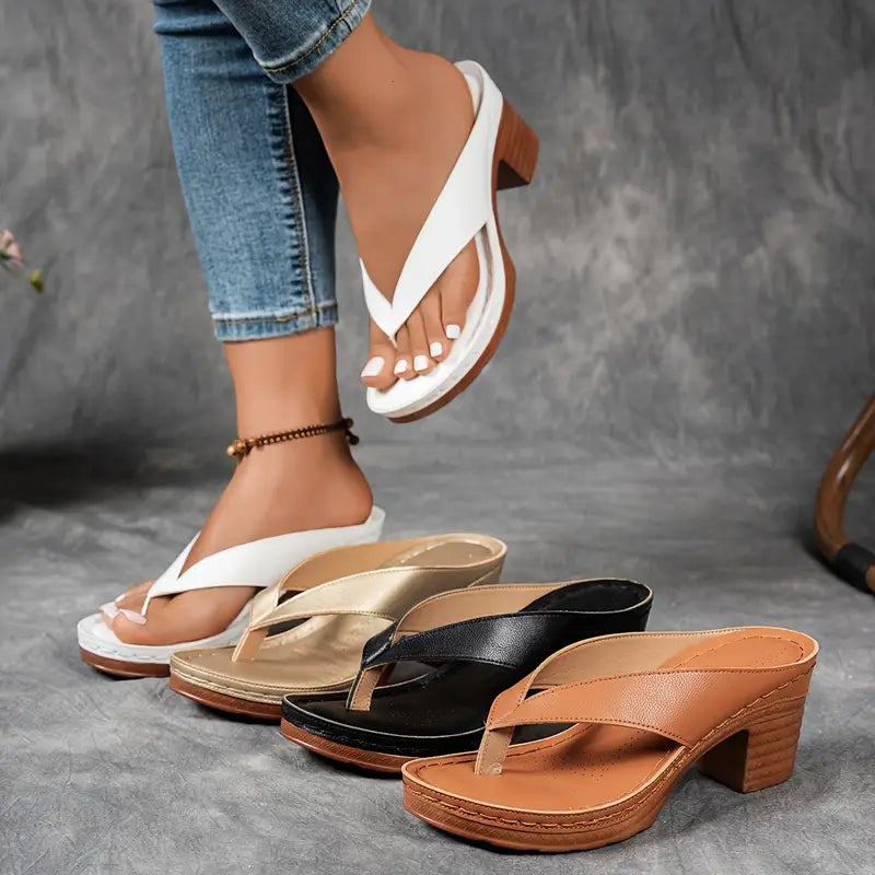 Women'S Solid Color Summer Chunky Heel Sandals