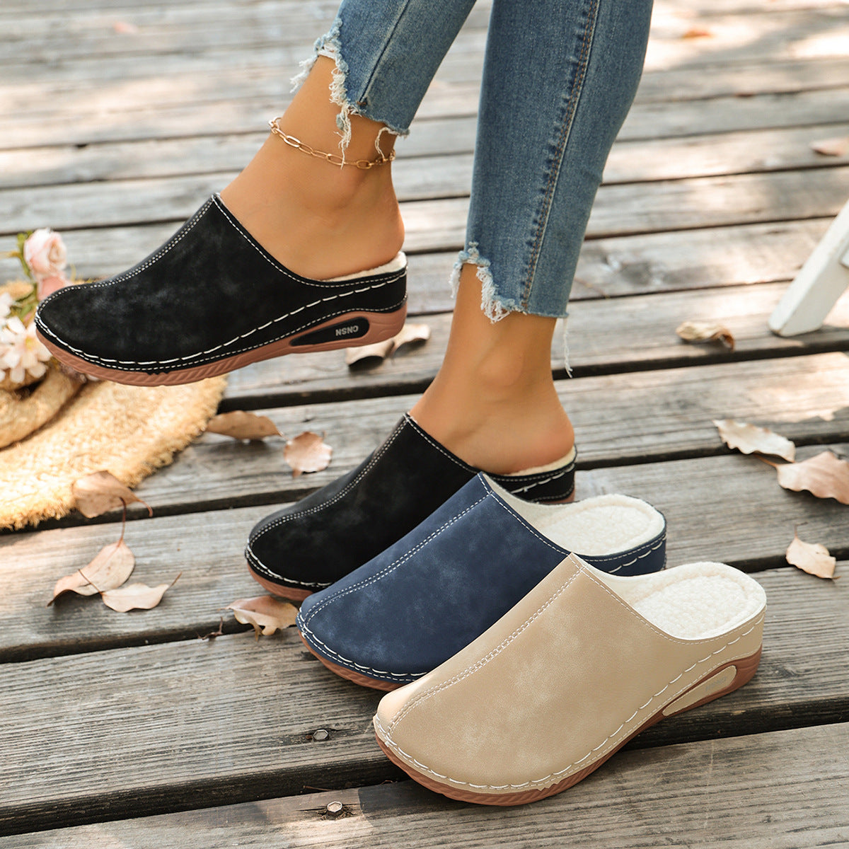 Women's Lightweight Warm Slip-On Comfort Mules