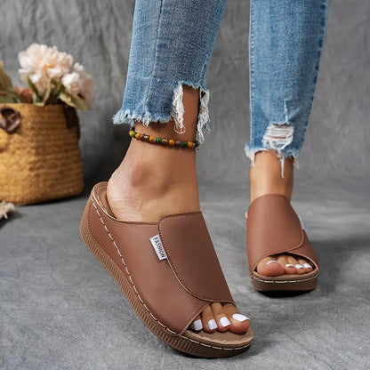 Comfortable Arch Support Slides - Women's Solid Color Sandals