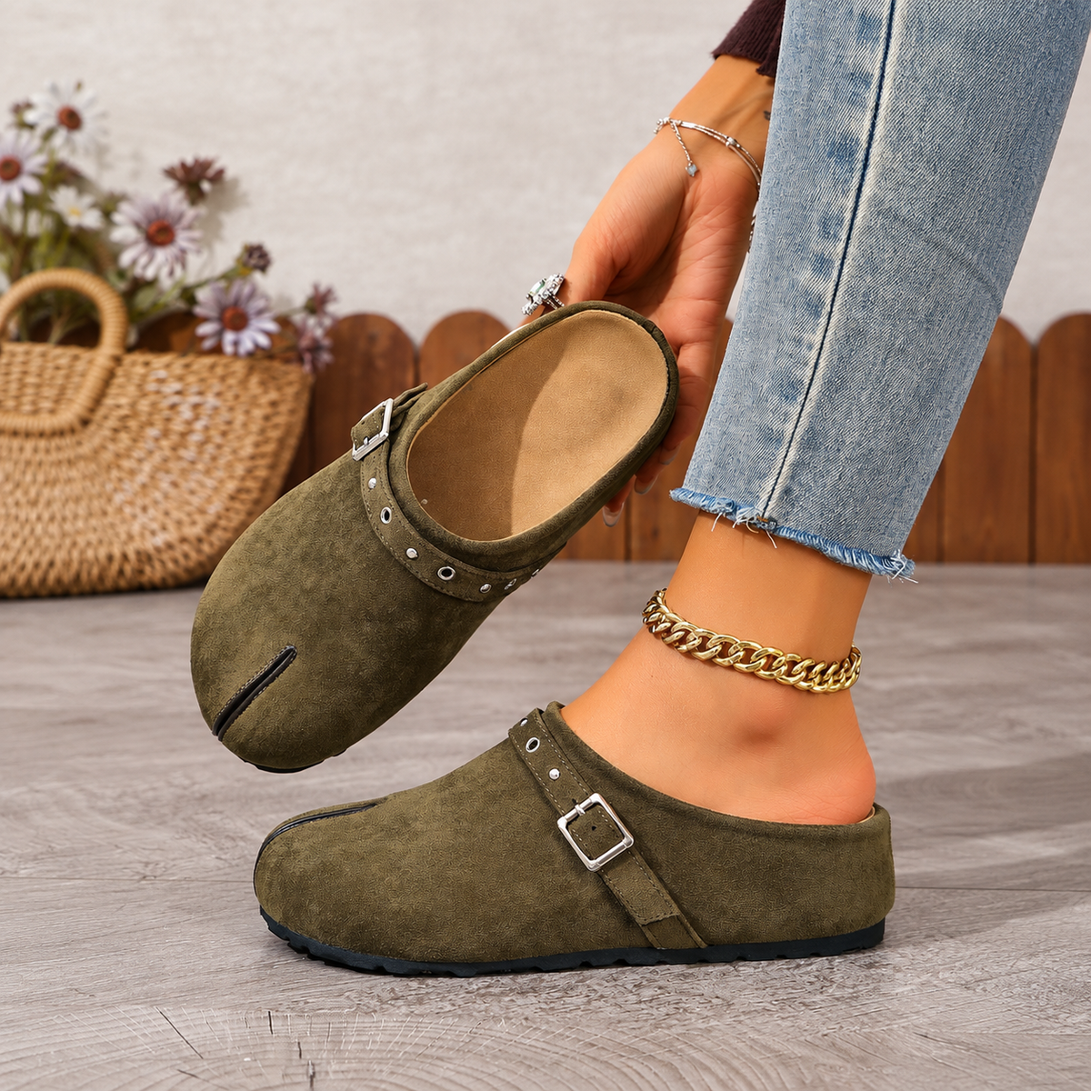 Women’s Classic Buckle Comfort Mules