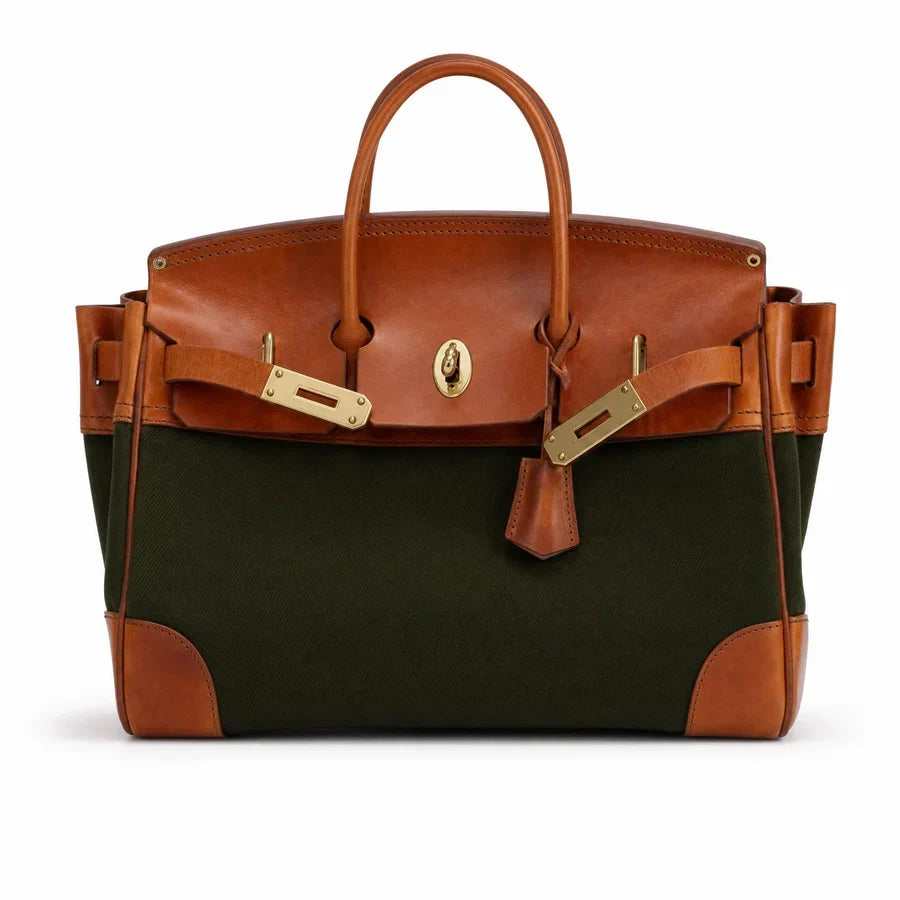 Structured Canvas Weekender with Leather Trim