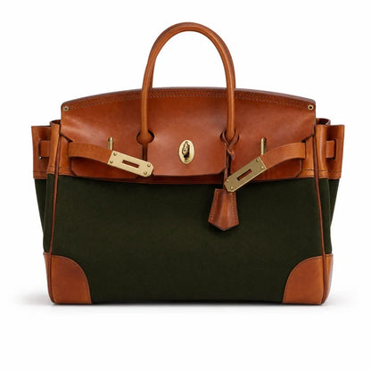Structured Canvas Weekender with Leather Trim
