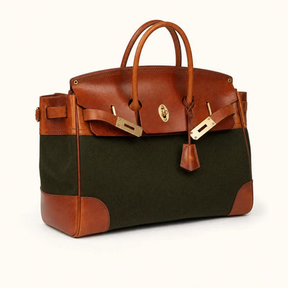 Structured Canvas Weekender with Leather Trim
