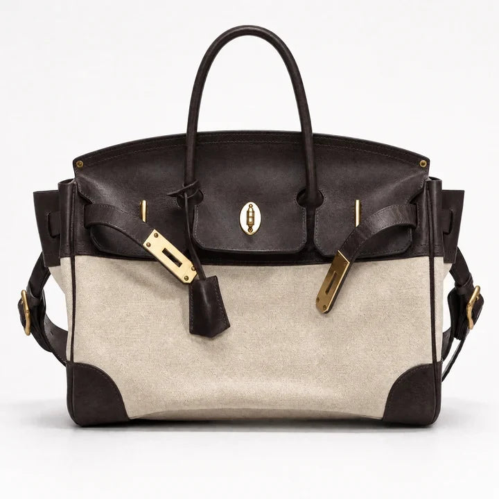 Structured Canvas Weekender with Leather Trim