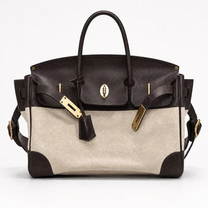 Structured Canvas Weekender with Leather Trim